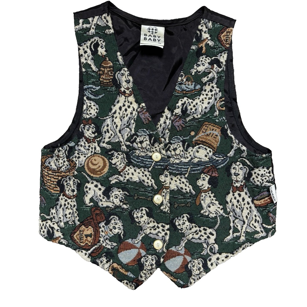 Baby Baby Needle Point Dalmatian Dogs Vest Embroidered Youth Size Large Vintage